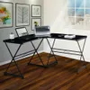 Amerykańskie Meble komercyjne Techni Mobili L Desk Szkło w kształcie letni, czarny A05