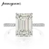 Стерлингов 925 Real Silver Emerald Cut Создал алмазные обручальные кольца для женщин роскошное предложение обручальное кольцо