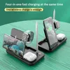 Fyra-i-en-snabb trådlös laddare för mobiltelefon Klocka hörlurar Snabb trådlös laddning Kompatibel för iPhone / Android