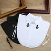 Vrouwen Rijnste Decor Button Down Shirt Shirt valse kraag afneembare nep ketting 2018 Nieuwe dames rh jlllnl