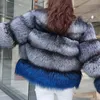 リアルファーグラスジャケットの女性冬のナチュラルファーベストファッションショートラグジュアリーファーコート20112