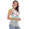 Vrouwen Moederschap Tops Borstvoeding Nursing Tees Gestreepte Korte Mouw T-shirt Afdrukken Bloem Vest Kleding Lente Herfst 20220303 H1