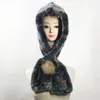 2020 Женщины зимний настоящий вязаный рекс мех с капюшоном шарф теплый рекс шерсть шарф воротник капюшон шарфы с енотным мячом