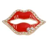 赤い唇の愛の心のブローチラインストーン人工真珠のブレザーピンレディーコートブローチファッションジュエリー熱い販売3 8つのP2