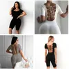 Designer Women Shorts Kombinezon Sexy Krótki Rękaw Backless Hollow Out Pacy Panie Bandaż Noc Klub Playsuit Kobiety Lato Kombinezony 2022