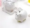 Party Favor Ceramic Mini Piggy Bank w pudełku z polka Dot Bow Monety Box dla Baby Shower Favors Christening Gifts SN4361