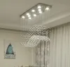 Lustre rectangulaire en cristal, goutte de pluie, plafonnier en cristal ondulé, montage encastré pour salle à manger, centres de table de mariage