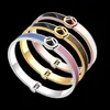 Europe America Fashion Style Lady Women Titanium steel Engraved F Initials Double Color Enamel Bangle Bracelets 3 Color7854194