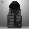 Nuovo autunno inverno uomo casual con cappuccio gilet solido giacca senza maniche maschile spesso caldo gilet con cerniera tasche tuta sportiva S-4XL 201124