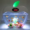 Aquário USB Mini Aquarium com LED Night Light LCD Display SN e relógio Tanque de peixes Personalizar tanque de aquário Tanque de peixe D20 Y206459506