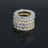 Hip Hop Iced Out Bling Clear 5A Cubic Zirconia Geometric Circle Full Cz Eternity Band Rings For Men Charm Wedding Jewelry 263Z
