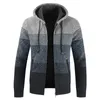 LULLLA Pull manteau Hommes printemps épais cardigan chaud cardigan cardigan jumpers veste hommes rayé caissier laine liner zipper manteau en polaire 201028