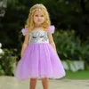 2 3 4 8 귀여운 아기 소녀 패션 여름 옷 유니콘 utu 드레스 유아 보라색 핑크 블루 스팽글 어린이 파티 Vestidos Frock LJ200923