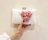 2022 White PU Flowers Rhinestones Evening Bag Wedding Purse Finger Ring Diamonds Chain Shoulder Handbags Crystal Evening Bag 04