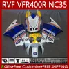 Kit de carrosserie pour HONDA RVF400R VFR400 R N35 V4 VFR400R 94-98 80No.0 RVF VFR 400 RVF400 R 400RR 94 95 96 97 98 VFR400RR VFR 400R 1994 1995 1996 1997 1998 Carénage Rothman s bleu