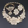 Bridal Dubai Gold Color Flower Jewelry Sets Women Fashion Necklace Earrings Ring Bracelet African Wedding Jewelry Set