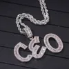 Hip Hop Custom Name Baguette Letters Pendant Necklace With Rope Chain Gold Silver Bling Zirconia Men Pendant Jewelry5962746