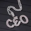 moissanite chain Hip Hop Custom Name Baguette Letters Pendant Necklace With Free Rope Chain Gold Silver Bling Zirconia Men Pendant Jewelry