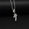 Shiny Crown Number 7 Pendant Necklace Charm With Rope Chain Iced Out Cubic Zircon Hiphop Jewelry 294 J22712872