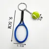 Porte-clés Simulation Ly Mini Tennis Raquette Ball Clé de porte-clés Pendentif Bague porte-clés Accessoires