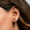 Hoop & Huggie ROXI Simple Round Circle Crystal Earrings Gold Silver Pendientes 925 Sterling Chic Zircon Stone Women Earrings1317Z