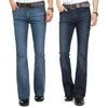 Male bell bottom denim trousers slim black horn Boot Cut jeans mens clothing casual Business Flares trousers 36 201123