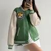 Abrigo de diseñador Tiger Head Hot Dog Uniforme de béisbol verde Hecho por humanos Hombres y mujeres Pareja Chaqueta de manga larga