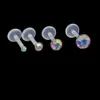 1pc Acrilico Flessibile Bioplastica Cristallo Labret Labbro Anello Cz Gemma Ear Helix Tragus Cartilagine Studs Piercing Body Piercing Gioielli Q jllpHT