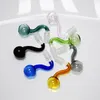 14mm Male Joint Handmade Glass Oil Burner Pipe Colorful Thickness Glass Bent Bowl for Smoking Hookh rig water bubbler bong adapter Accessories Wholesale