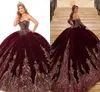 2022 Retro Borgonha Bola Vestido Veludo Quinceanera Vestidos Noiva Vestidos Sweetheart Removível Manga Longa Doce 16 Vestido Puffy Princesa Pageant Prom Vestido Cl0050