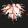 White Lamps Hand Blown Glass Chandelier Black Leaves Art Pendant LED Chandeliers for House Decoration Living Room 28 by 24 Inches