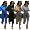 النساء يتسابق عارضة sweatsuit هوديس 2 قطعة مجموعة طويلة الأكمام المحاصيل الأعلى + bodycon السراويل الرياضية عداء ببطء الدعاوى عارضة الرياضية 3758