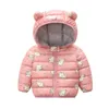 Barnkläder Höst och Winter Down Polded Jacket Cartoon Print Boys Girls Hooded Warm Coat 1-5Years Old Beibei Kvalitetskläder LJ201017