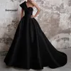 Vestidos de gala cetim vestidos de baile de bom dia 2023 vestidos formais pretos um vestido de bola de ombro abiye gece Elbisesi