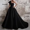 Vestidos de Gala Satin Evening Prom Dresses Long 2023 Black Formal Dresses One Shoulder Ball Gown Abiye Gece Elbisesi