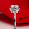 Ainuoshi Luxury 3 Karat Nişan Halo Yüzük Prenses Stlye Yastık Kesme Anelli Donna 925 Gümüş Kadınlar Düğün Takı Y2236B