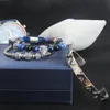 Mode 3PcsSet Crown Bangel Armband Männer Und Frau Leopard Flechten Armband Edelstahl Armreifen Blau Cz Jewelry5009188