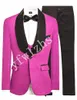 Klasik Kabartma Yakışıklı Groomsmen Şal Yaka Damat Smokin Erkekler Takım Elbise Düğün / Bal, Best Adam Blazer (Ceket + Pantolon + Yelek + Kravat) W700