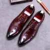 Pattern Crocodile Genuine 2020 New Winter Leather Men British Trendy Business Dress Shoes Pointed Lace Up Oxfords 284