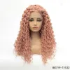 14 ~ 26 INCHE KINKY Curly Synthetic Pars Simulering Mänsklig hår spetsfront peruk 180719-T1532 #