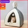 Vendita calda Pet Cat Bed Gatti indoor House Warm Travel Small for Kitten Mats Dog Nest Cave pieghevole Cute Sleeping Winter Products 201111