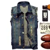 2019 Giacca di jeans strappata Gilet di jeans da uomo Hip Hop Jean Cappotti Gilet da uomo Cowboy Marca Giacca senza maniche Carro armato maschile Plus Size 6XL T200102