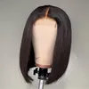 Ishow 2x6 bob stängning peruk brasilianska raka jungfru mänskliga hår peruker pre plocked schweiziska spets framkärna för kvinnor tjejer alla åldrar naturliga svart 14inch