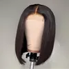 IsHow 2x6 Bob Closure Wig Brasileiro Reta Virgem Humano Perucas Humanas Prejuízas Suíça Swiss Rendas Peruca Frente Para As Mulheres Meninas Todas as idades Natural Preto 14 polegadas