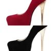 Eilyken Sexig Bröllop Kvinnor Fetisch Skor Kortfattad Kvinna Pumps Latform Mycket högklackad Stripper Flock Pumps 16 cm J1215