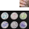 6 Nail Pentole scintillio del laser Paillettes Multi-Colori di chiodo polvere di scintillio di punte Magia Effetto Flakes Blu-ray Pizzo Paillettes Nail Art Tatuaggi