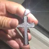 Luxus große 925 Sterling Silber exquisite Bibel Jesus Kreuz Anhänger Halskette für Frauen Kruzifix Charm Pave 360 Stück simulierter Diamantschmuck