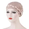 2020 여성을위한 새로운 캐주얼 터빈 진주 장식 Femme Musulman Headscarf Turban Cap 여성을위한 단일 브레이드 모자