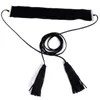 Kedjor Sheegior Sexig Punk Charm Long Necklace Velvet Ribbon Black White Justerbar Tassel Choker Halsband för kvinnors gåvor1185183