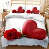 Flower Rose 2021 Valentines Day 3D Print Comporter Bedding Set Heart Love Twin Single Size Däcke Cover Set Pillowcase Luxury6455693